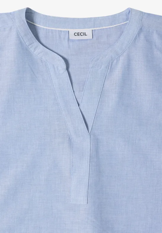 Kurzärmlige Chambray-Tunika-Bluse
