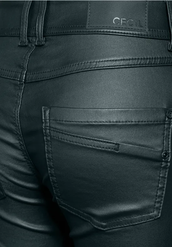 Beschichtete 5-Pocket-Hose im Leder-Look