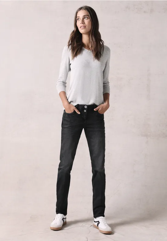 Casual-Fit Slim-Jeans mit mittlerem Bund