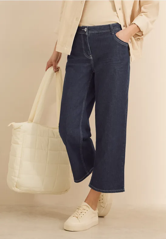 High Waist Wide Leg Jeans in 7/8-Länge