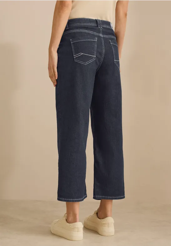 High Waist Wide Leg Jeans in 7/8-Länge