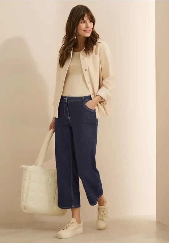 High Waist Wide Leg Jeans in 7/8-Länge