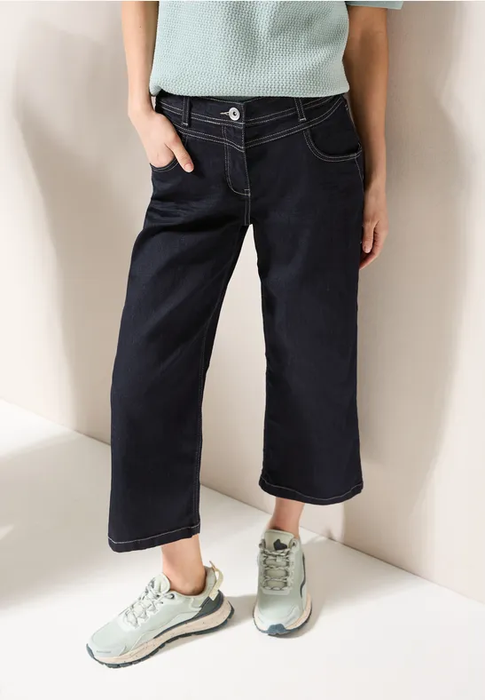 High Waist Wide Leg Jeans in 7/8-Länge