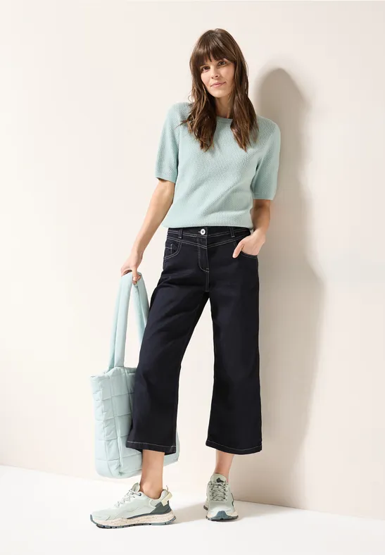 High Waist Wide Leg Jeans in 7/8-Länge