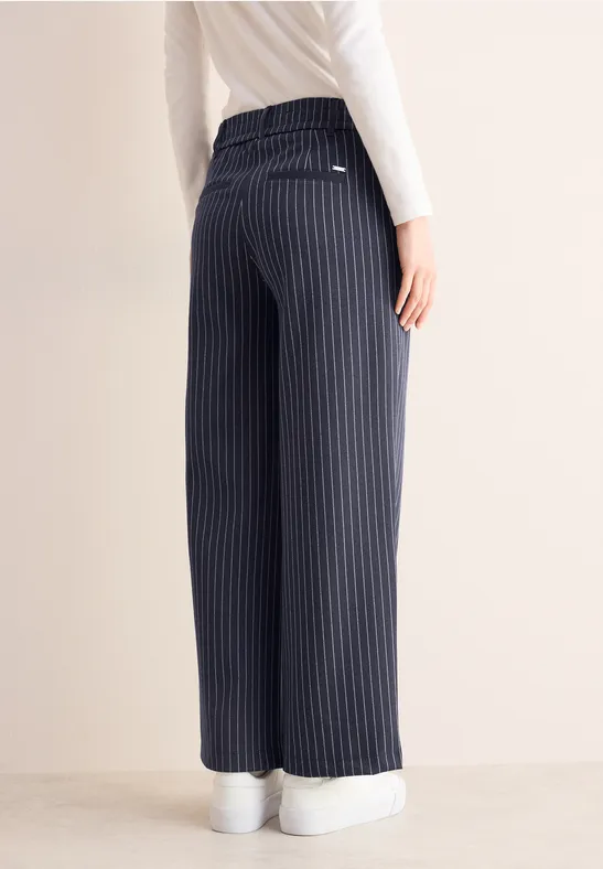 Gestreifte High-Waist Wide-Leg Hose