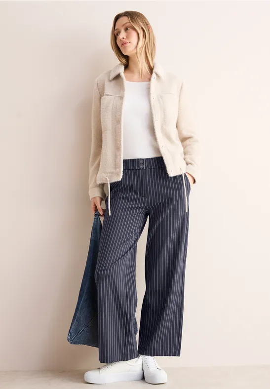 Gestreifte High-Waist Wide-Leg Hose