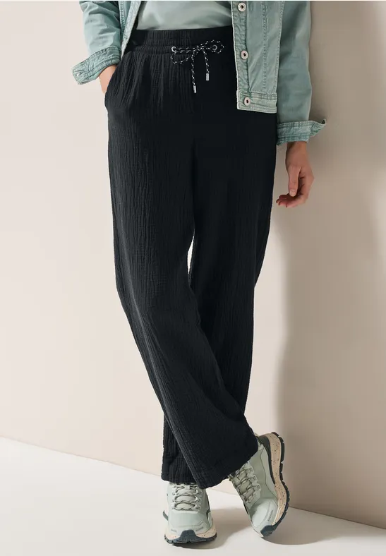 Weite Musselin-Hose mit Tunnelzug