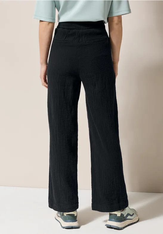 Weite Musselin-Hose mit Tunnelzug