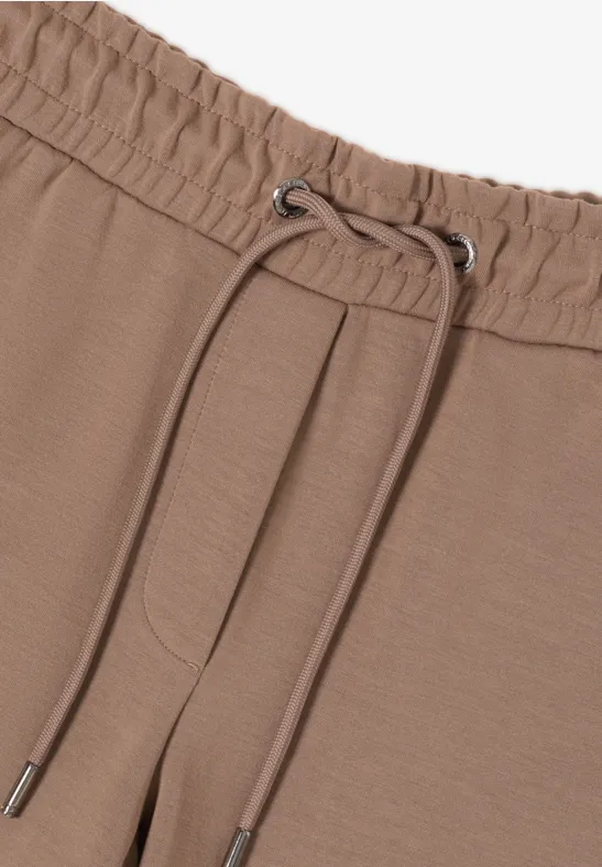 High-Waist-Hose mit weitem Bein und Bindegürtel