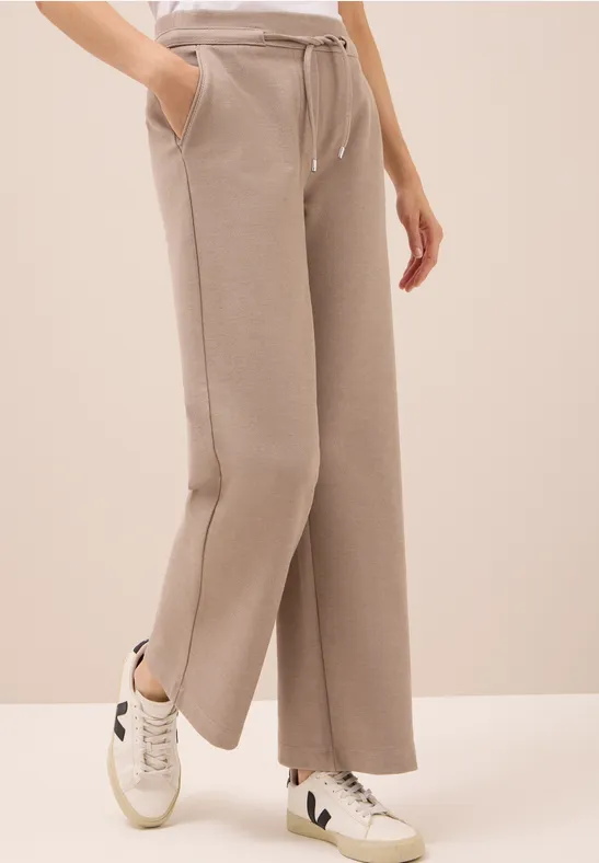 High-Waist-Hose mit weitem Bein und Bindegürtel