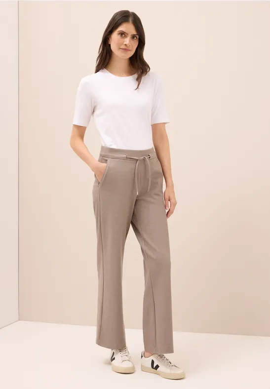 High-Waist-Hose mit weitem Bein und Bindegürtel