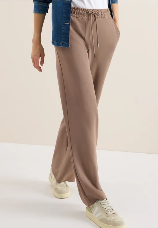 High-Waist-Hose mit weitem Bein und Bindegürtel
