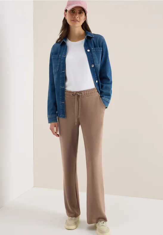 High-Waist-Hose mit weitem Bein und Bindegürtel