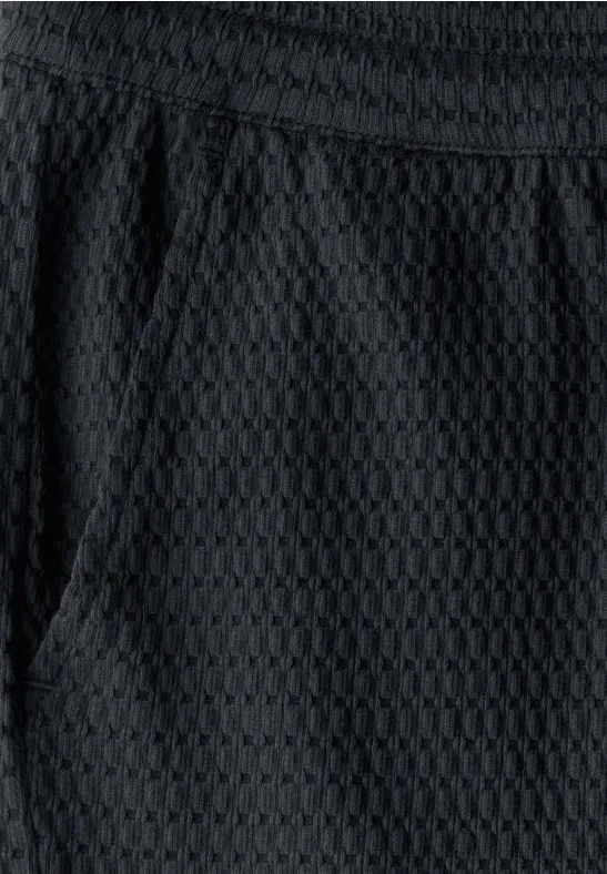Strukturierte High-Waist Wide-Leg Hose