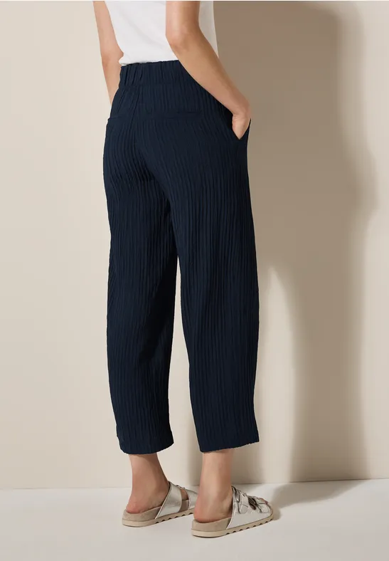 Strukturierte Wide Leg 7/8 Hose