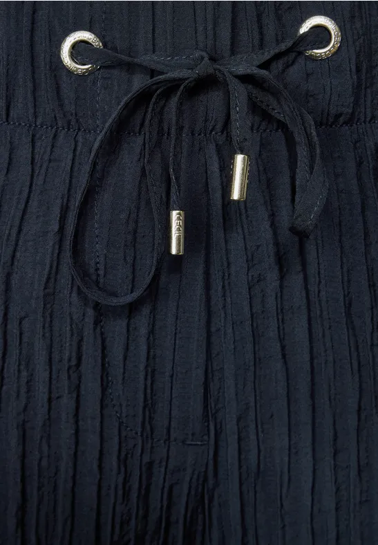 Strukturierte Wide Leg 7/8 Hose