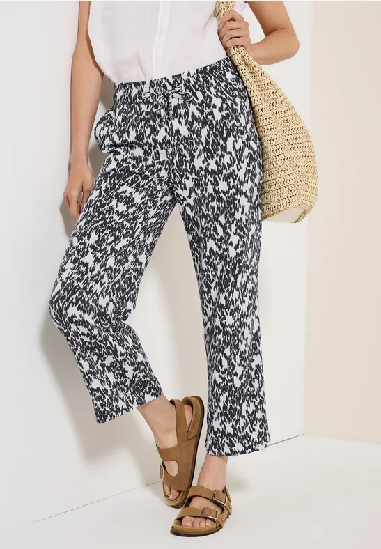 Gemusterte 7/8 Wide-Leg-Hose