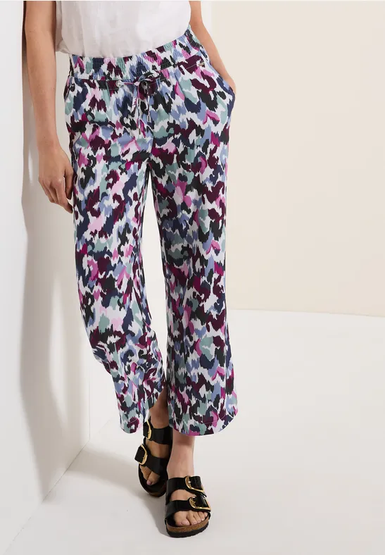 Gemusterte 7/8 Wide-Leg-Hose