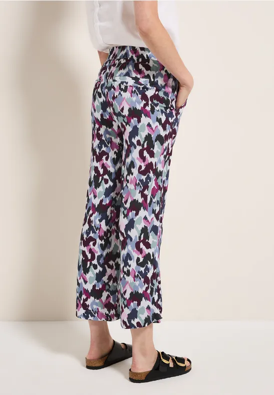 Gemusterte 7/8 Wide-Leg-Hose
