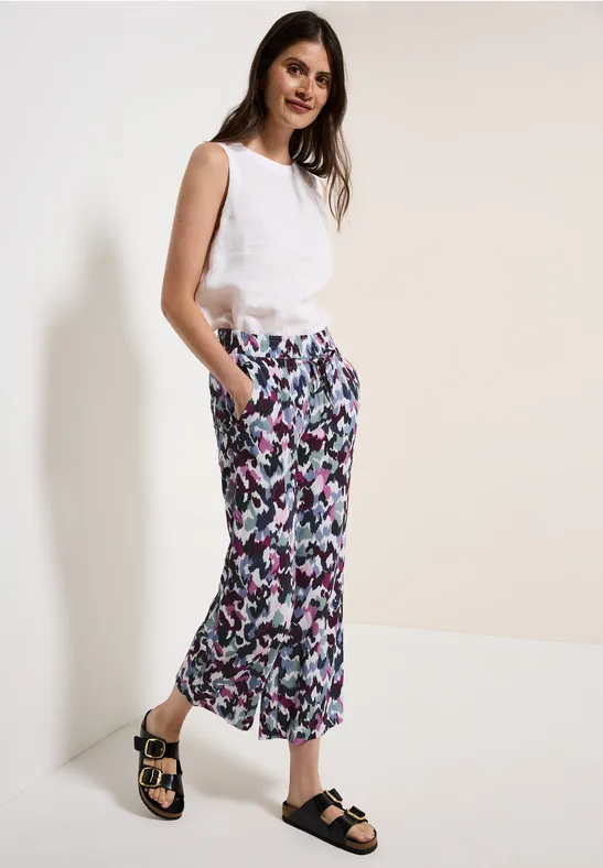 Gemusterte 7/8 Wide-Leg-Hose