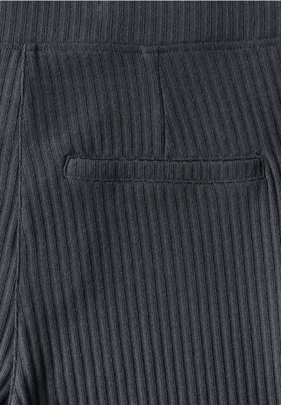 Hochtaillierte Jerseyhose mit Rippstruktur
