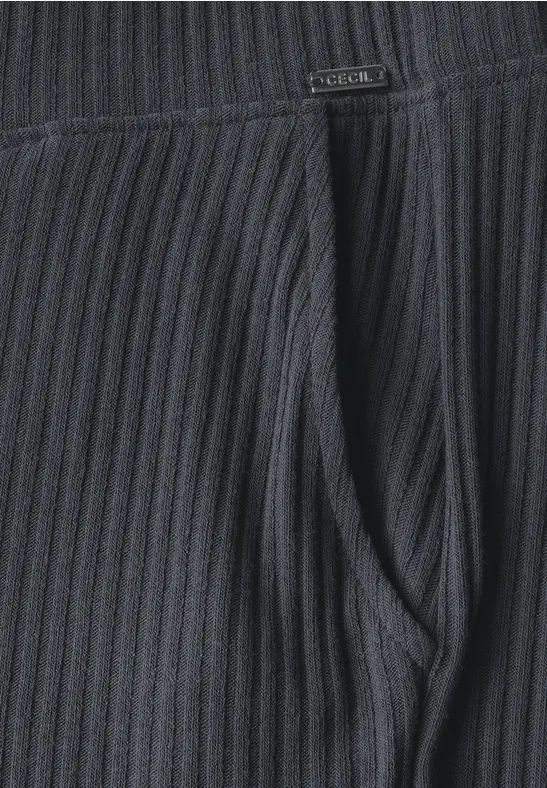 Hochtaillierte Jerseyhose mit Rippstruktur