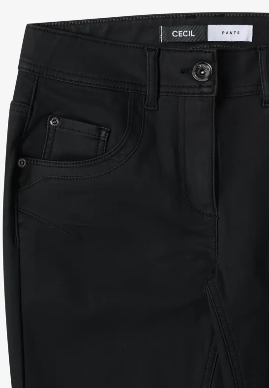 Beschichtete Slim-Fit-Hose in Lederoptik