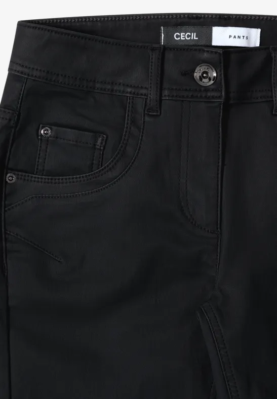 Beschichtete Slim-Fit-Hose in Lederoptik