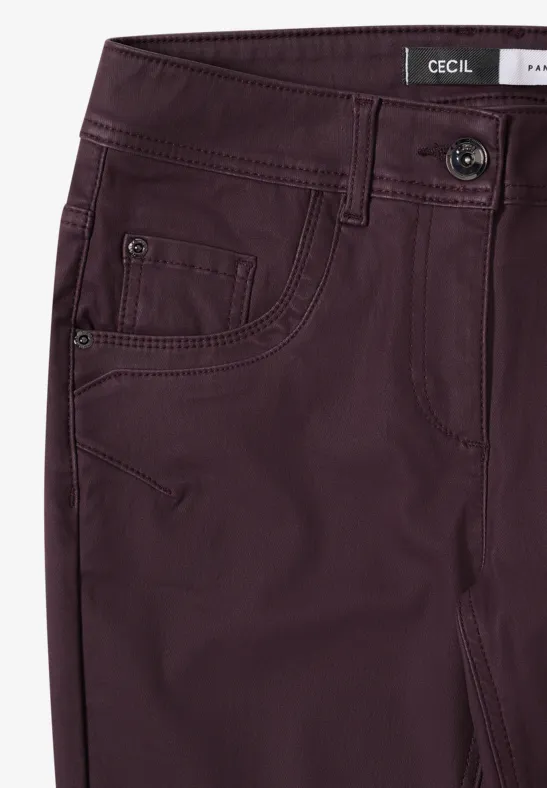 Beschichtete Slim Fit Hose in Lederoptik