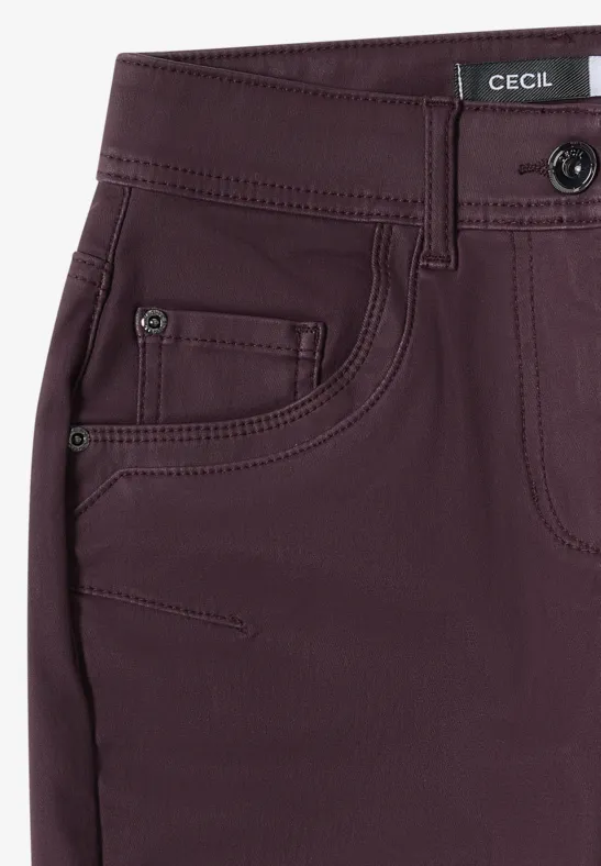 Beschichtete Slim Fit Hose in Lederoptik