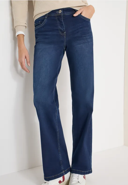 Hoch taillierte Jeans mit weitem Bein