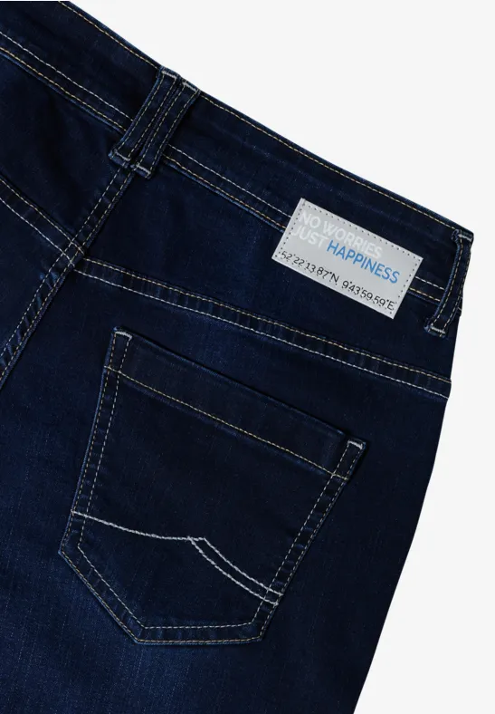 Hoch taillierte Jeans mit weitem Bein