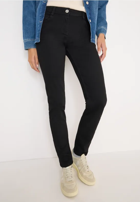 Schwarze Slim-Fit-Jeans mit hohem Bund
