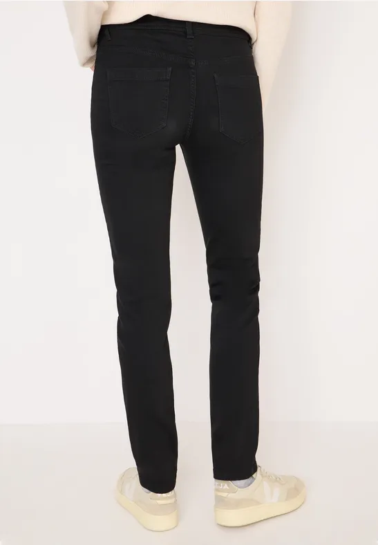 Schwarze Slim-Fit-Jeans mit hohem Bund