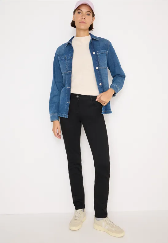 Schwarze Slim-Fit-Jeans mit hohem Bund