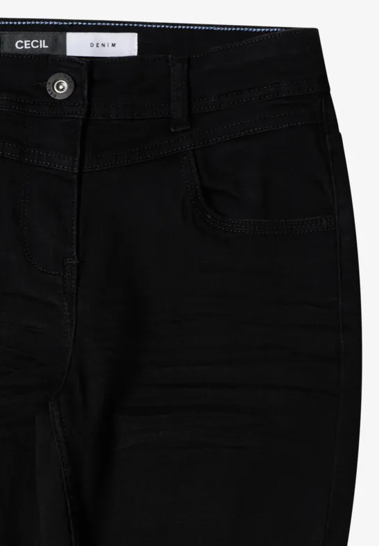 Schwarze Slim-Fit-Jeans mit hohem Bund