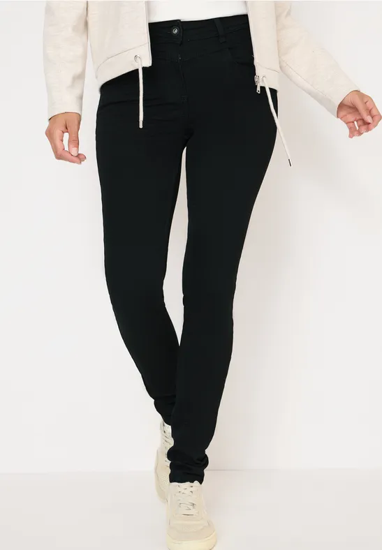 Schwarze Slim-Fit-Jeans mit hohem Bund