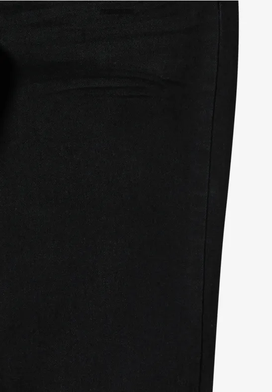 Schwarze Slim-Fit-Jeans mit hohem Bund