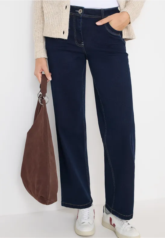 Rinsed Wide-Leg Jeans mit hohem Bund