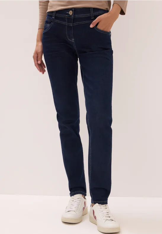 Mid-Waist Slim Leg Rinsed Jeans
