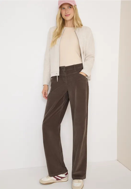 Weit geschnittene Cordhose mit hohem Bund