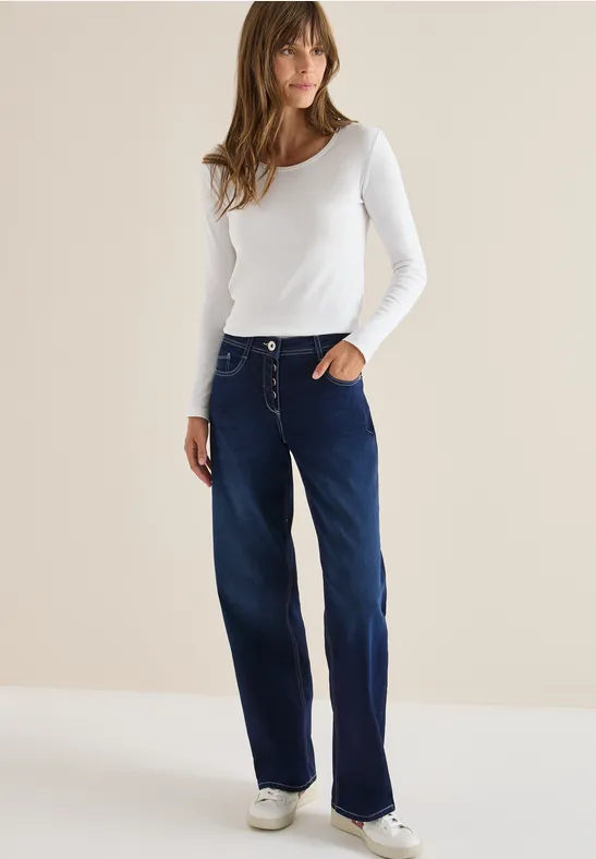 Relaxte Wide Leg Denim Hose