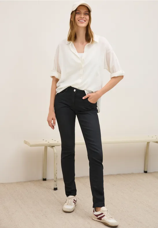 Mid-Waist Jeans mit schmalem Bein