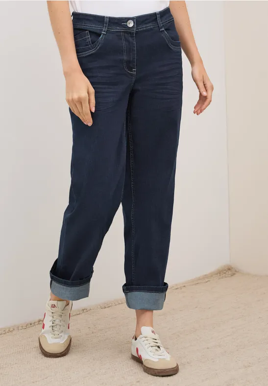 Lockere Straight-Jeans mit hohem Bund