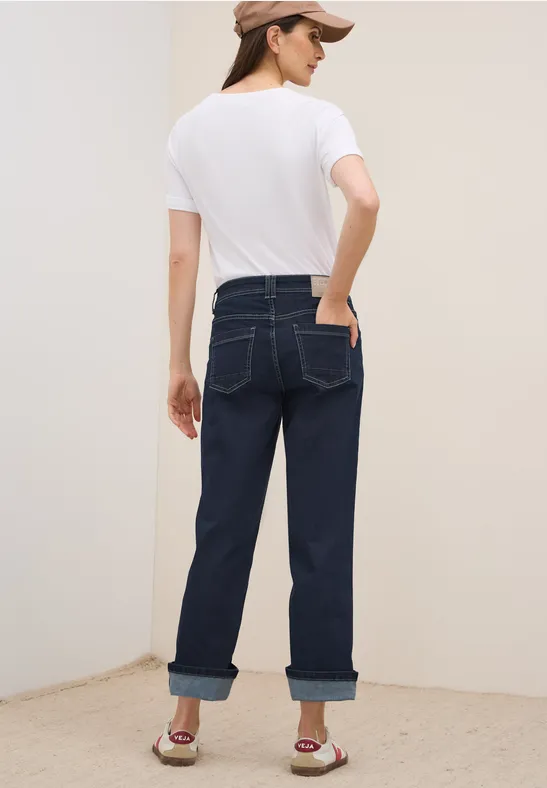 Lockere Straight-Jeans mit hohem Bund