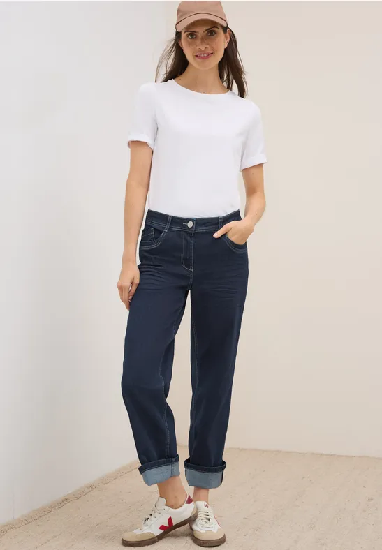 Lockere Straight-Jeans mit hohem Bund