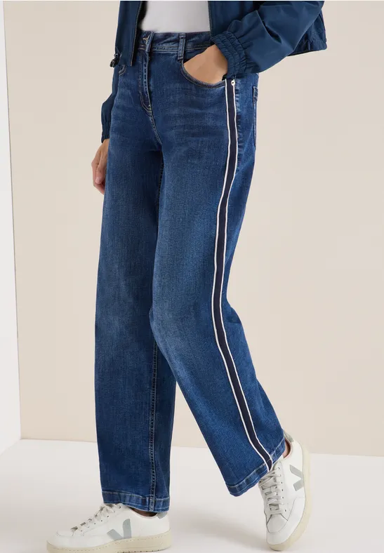 Straight-Leg-Jeans mit Gallonstreifen