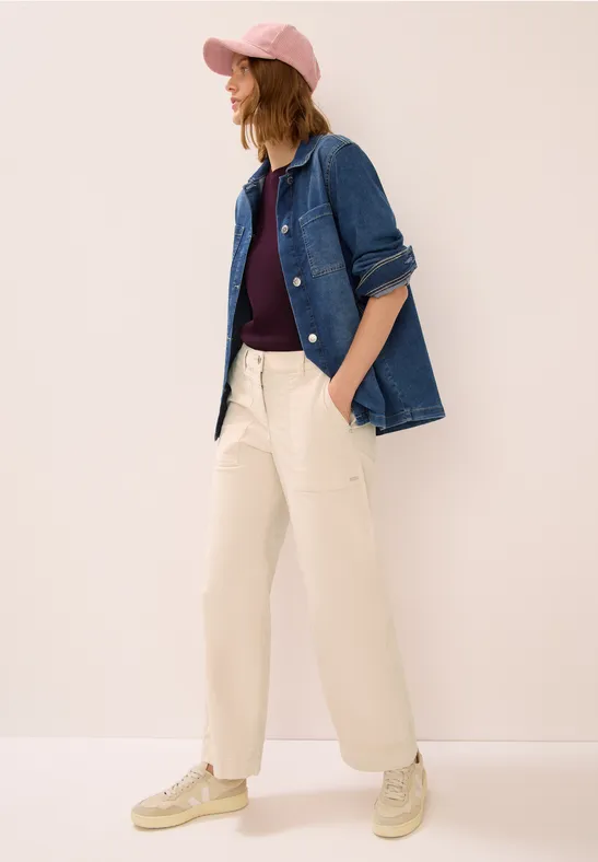 Hochtaillierte Wide Leg Cordhose