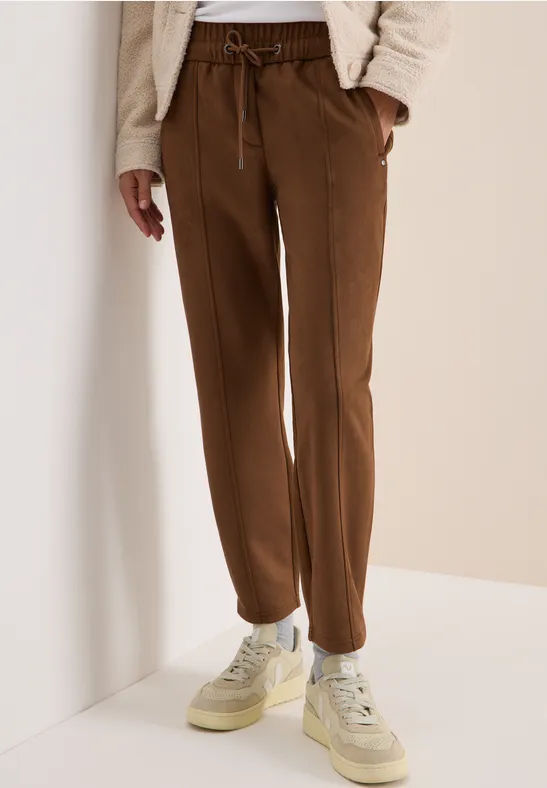 Velourhose mit Tunnelzug und schmalem Bein