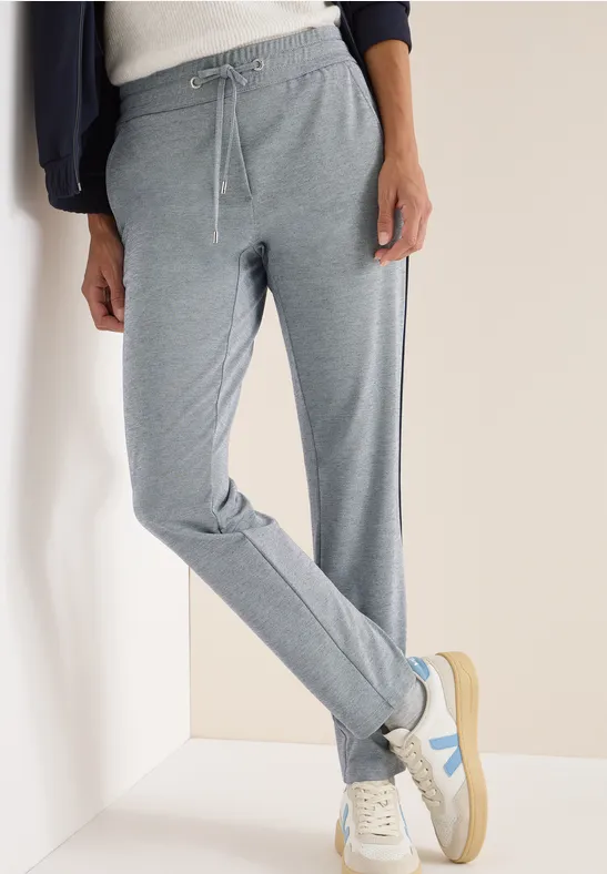 Sportliche Melange-Hose mit Galonstreifen